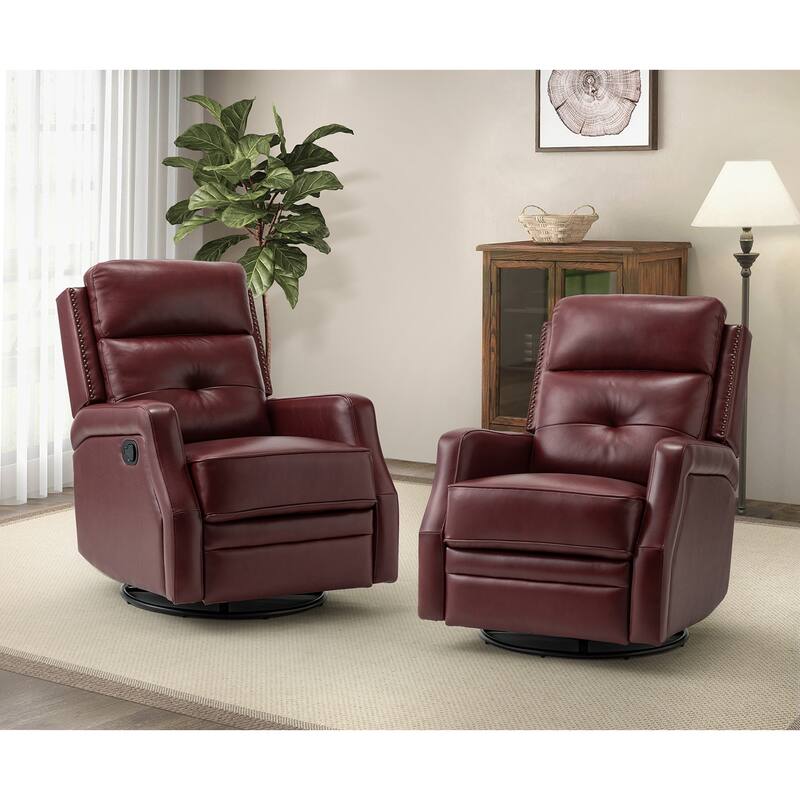 Beatriz Living Room Recliner Set Of 2 with Metal Base - BURGUNDY