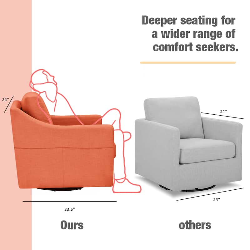 Swivel Accent Chair - Modern Linen Armchair with Removable Cover for Living Room & Reception