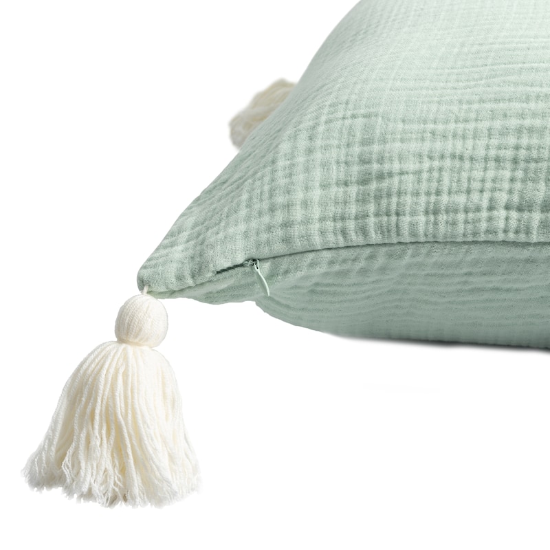 Sevita Solid Tasseled Turkish Cotton Throw Pillow