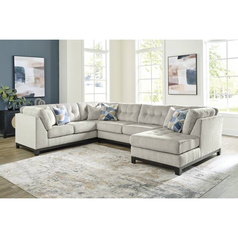 Signature Design by Ashley Maxon Place Light Gray 3-Piece Sectional with Chaise - 140" W x 100" D x 37" H