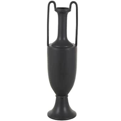 Ceramic Fluted Urn Shaped Vase with Arch Handles - Black or White - Roche River Decor
