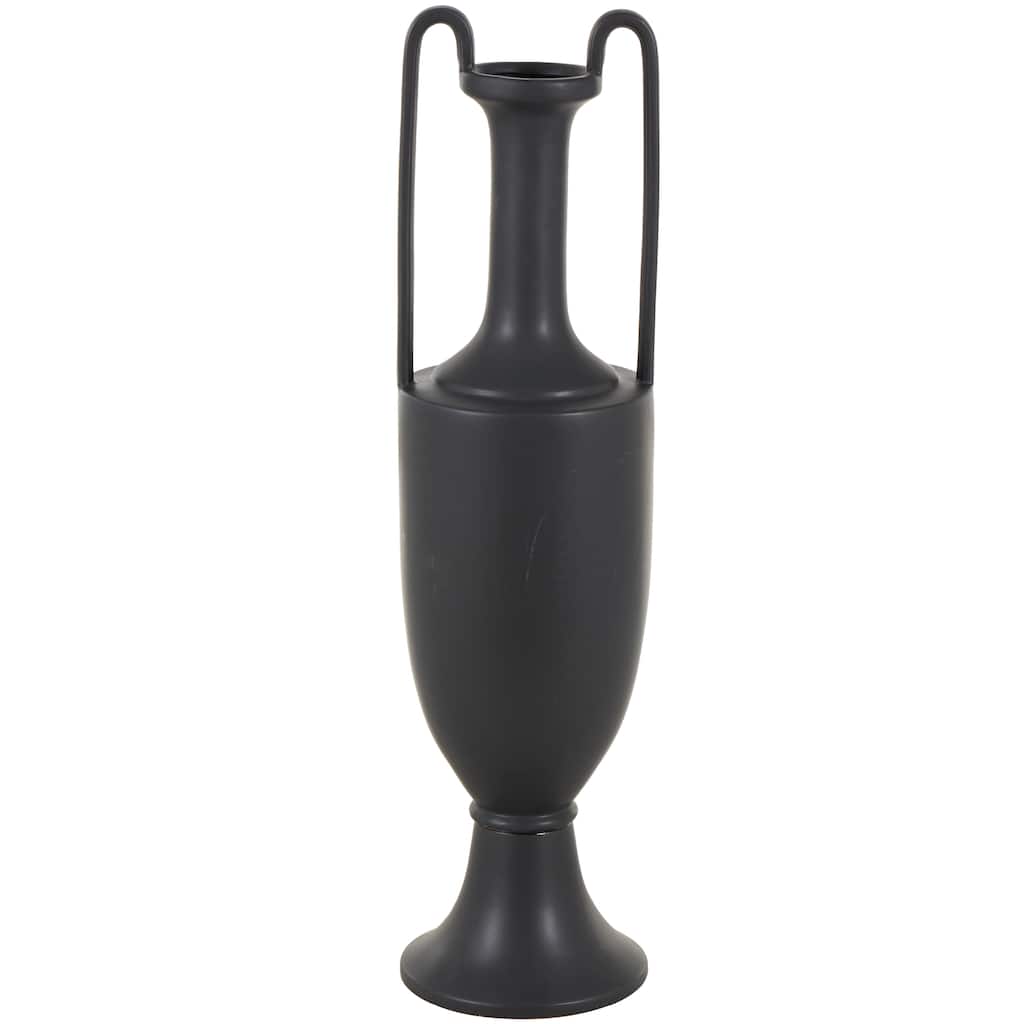 Ceramic Fluted Urn Shaped Vase with Arch Handles - Black or White - Roche River Decor