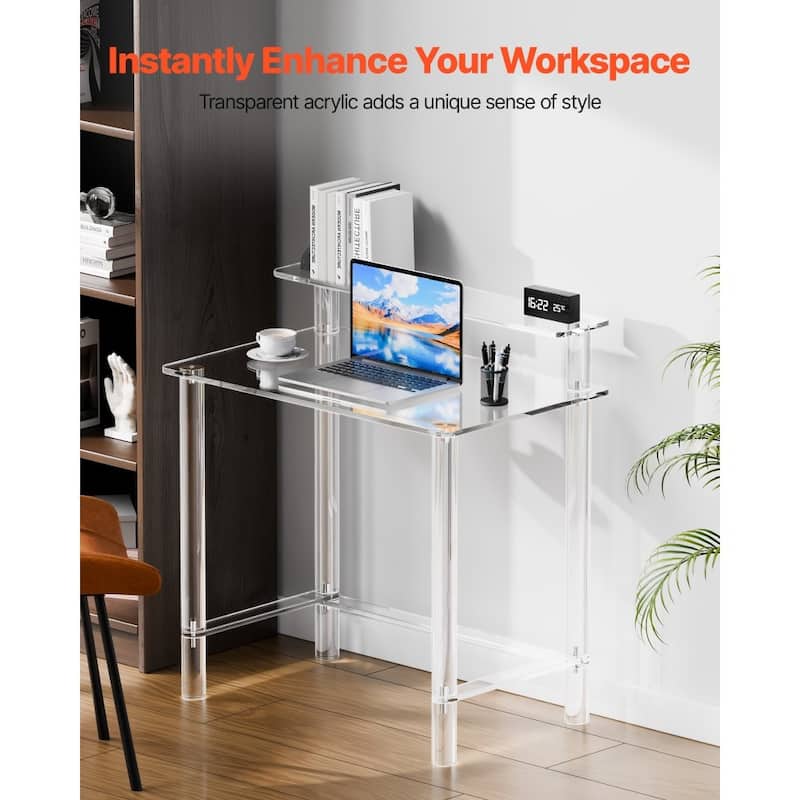 Modern Clear Acrylic Table with Strong Reinforced Legs Ideal for Office Bedroom or Living Room
