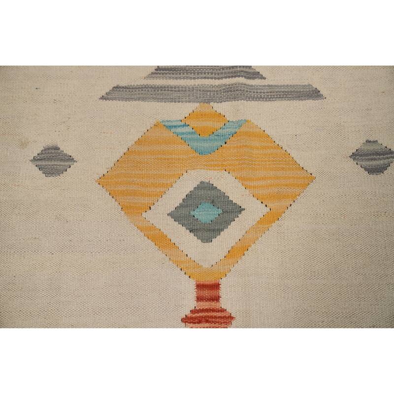 Hand Woven Oriental 100% Wool Carpet Southwestern Tribal Multi-Colored Kilim Area Rug - 9' 9'' X 6' 4''