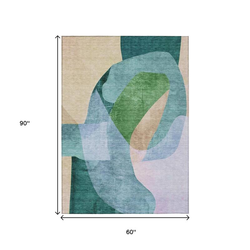 HomeRoots Abstract Transitional Rectangle Outdoor Rug