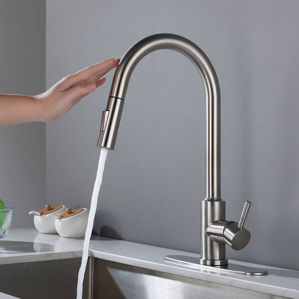 Touch Kitchen/Bathroom Faucet with Pull Down Sprayer-Brushed ...