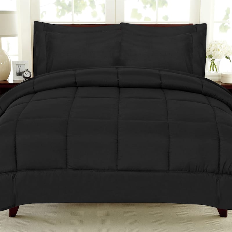 Sweet Home Collection Luxury Solid Bed-In-a-Bag with Sheet Set - Black - Twin XL