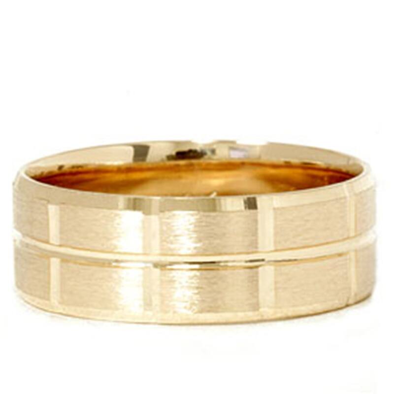 Yellow Gold Mens 8mm Swiss Cut Wedding Ring
