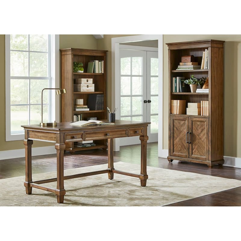 Traditional Wood Writing Desk, Office Desk, Storage Table, Brown