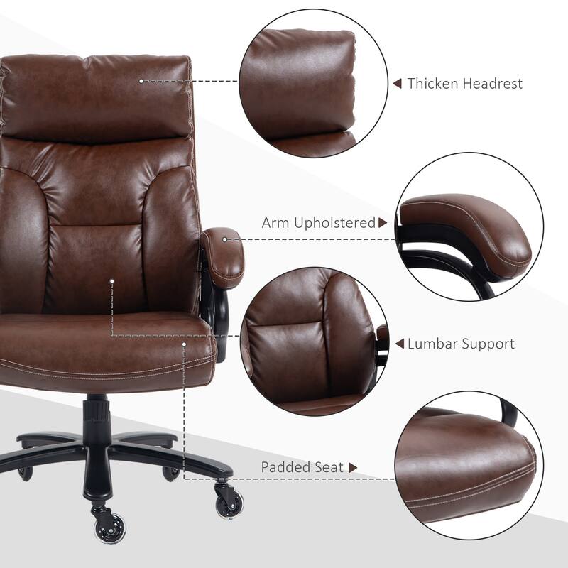 Modern PU Leather Office Chair High Back Office Chair with Spring System Height Adjustable and Tilt, for Office