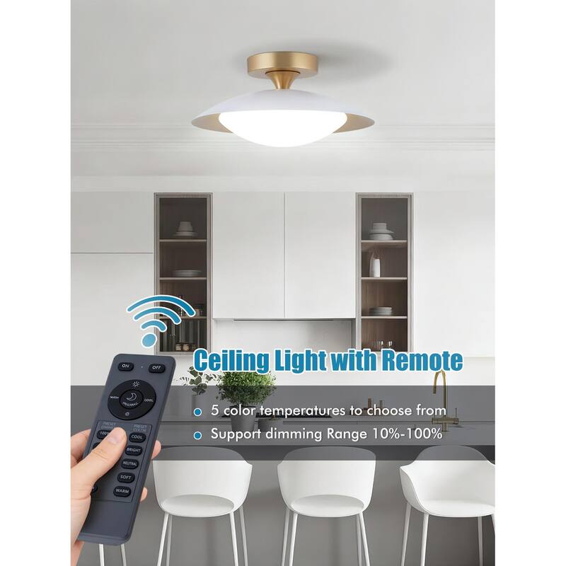 11.8'' Modern Metal 5CCT Integrated LED Semi Flush Mount Ceiling Light