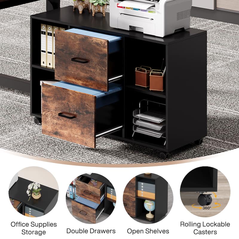 63" Executive Desk with 40" Lateral File Drawer Cabinet Set for Home Office