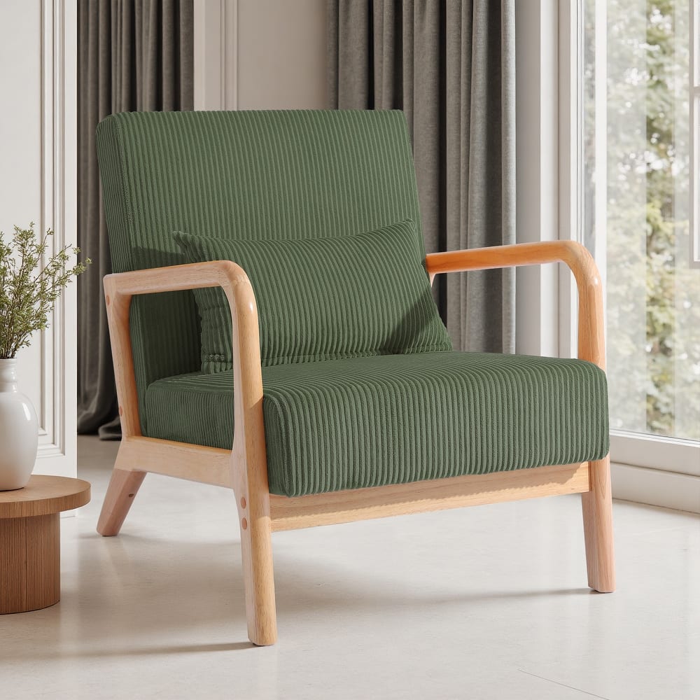 Uixe Modern Solid Wood Upholstered Corduroy Accent Chair - Single