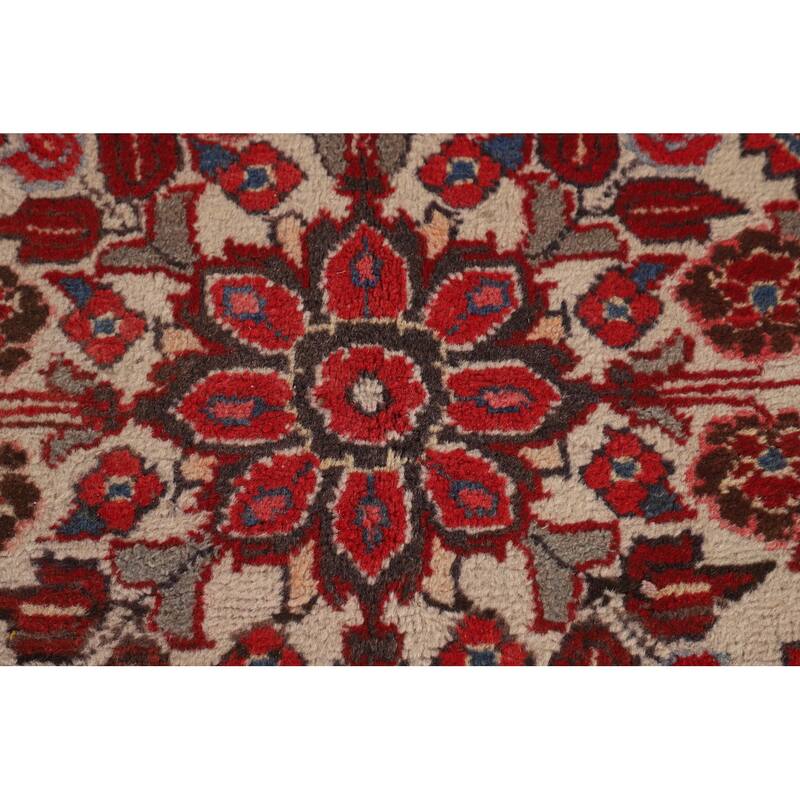 Hamedan Persian Vintage Rug Hand-Knotted Geometric Wool Carpet - 5'1"x 10'3"