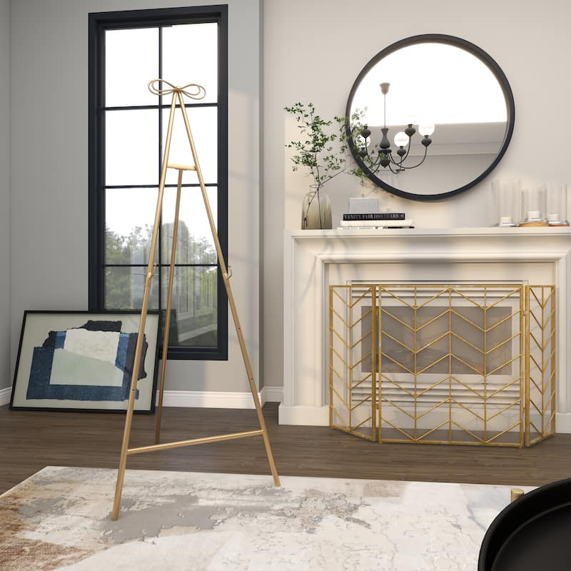 Gold Metal Adjustable 3 Tier Display Easel with Bow Top