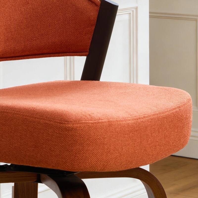 Upholstered Swivel Counter Height Bar Stool with Curved Back and Bentwood Frame - 37.2"H x 19.1"W x 20.5"D