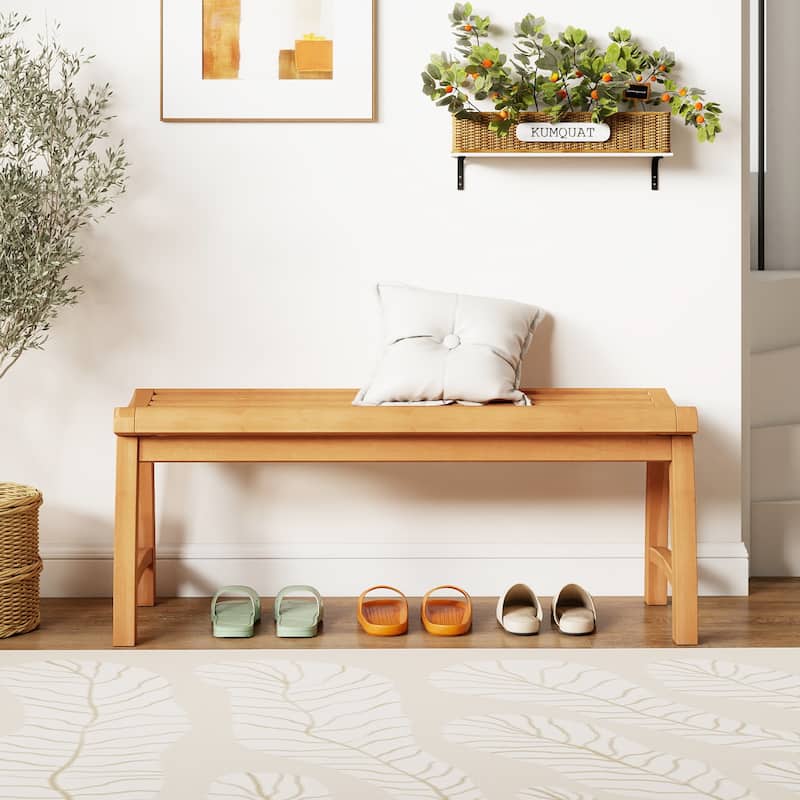 Gymax 2-Person Patio Garden Dining Bench w/Contoured Slatted Seat 800