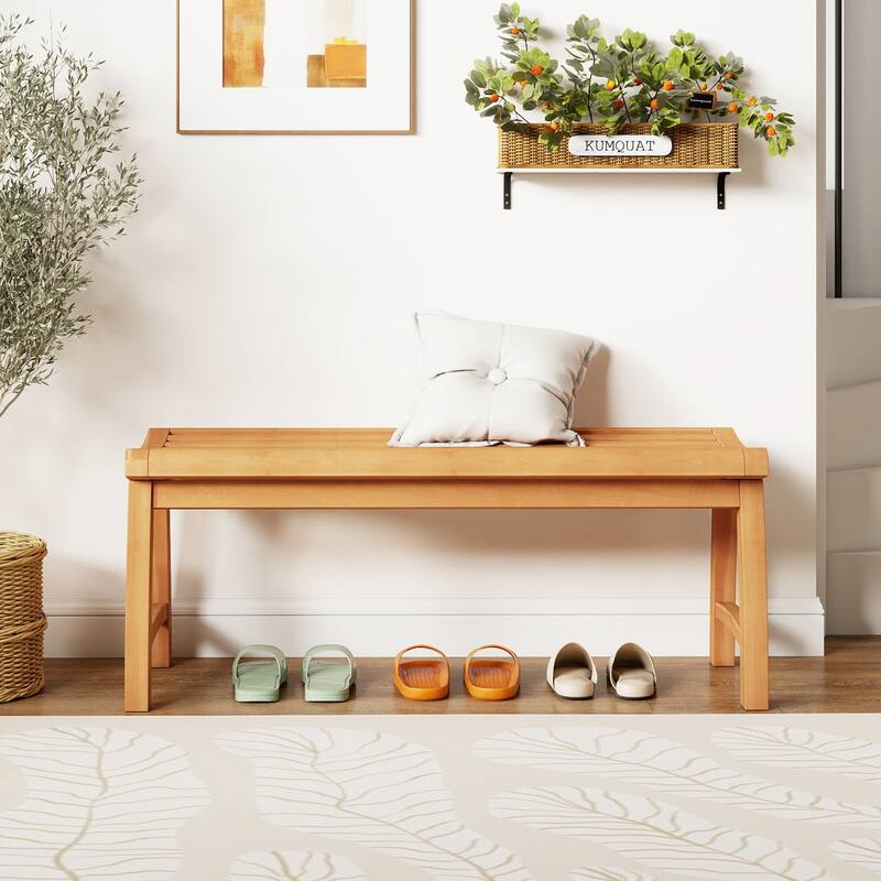 Gymax 2PCS 2-Person Patio Garden Dining Bench w/Contoured Slatted Seat