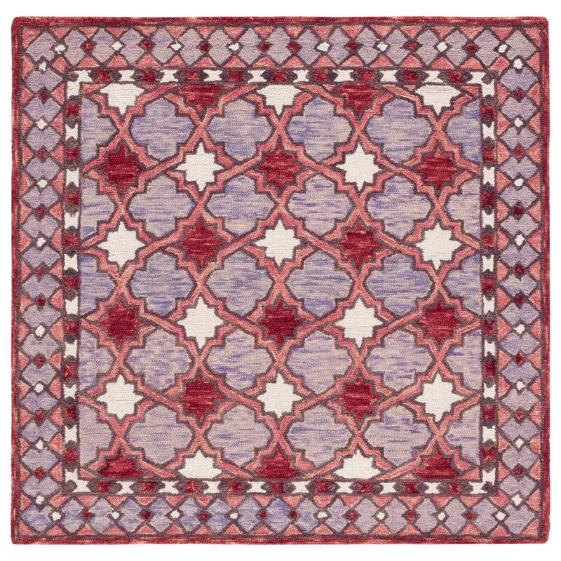 SAFAVIEH Handmade Aspen Inessa Boho Wool Rug - 5' Square - Red/Pink