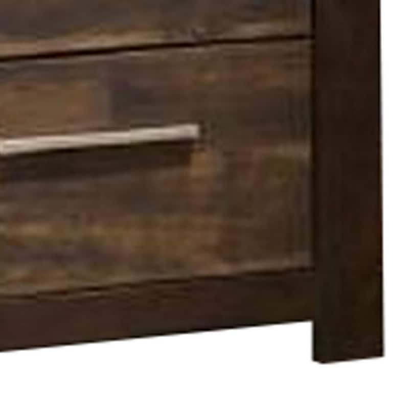 Brown 2 Drawer 16 in. W Nightstand with Bar Metal Handles