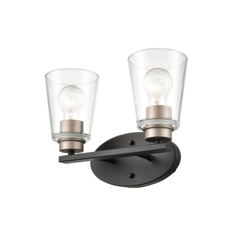 929 Lighting 2 Light Bathroom Vanity Fixture with Clear Glass Shades - Matte Black/Satin Nickel
