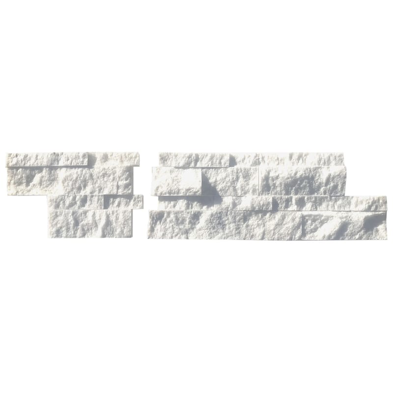 Pale Gray Marble 6" x 24" Split Face Ledger Corner Mosaic Tile - Sample - Grey