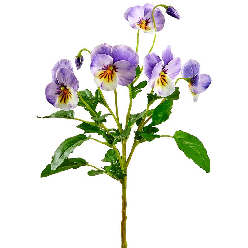 Two-Tone Pansy Artificial Floral Spray - 15" - Amethyst Purple