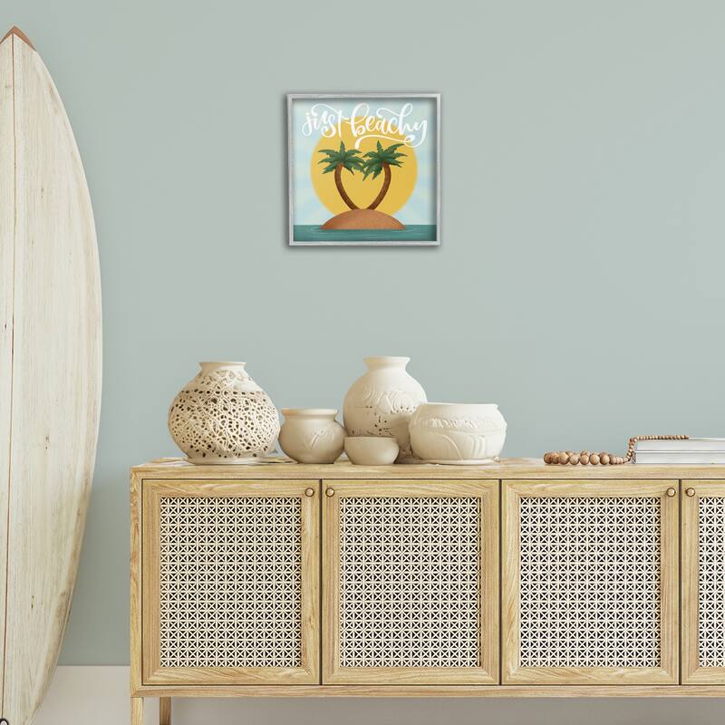 Stupell Just Beachy Tropical Island Framed Giclee Art Design By Sarah Hickman