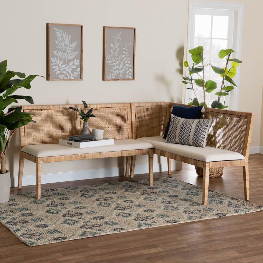 Kalimantan Bohemian Light Honey Rattan 2-Piece Banquette Set