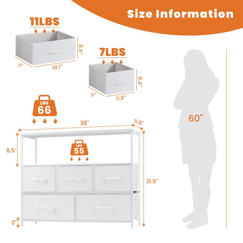 Closet Fabric Dresser with Metal Frame