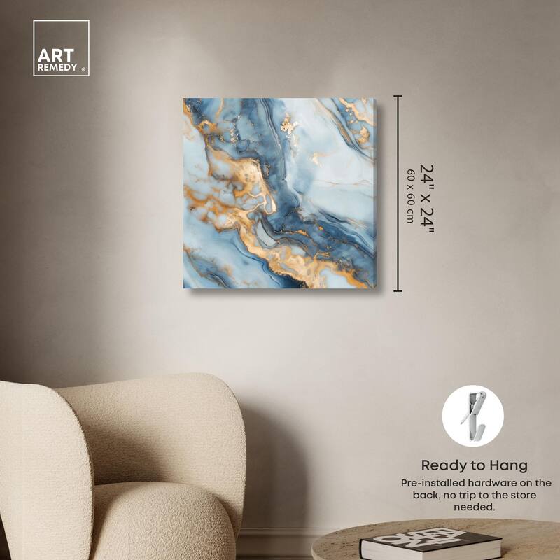 Golden Cloud Marble Canvas by Art Remedy, Gallery Wrapped