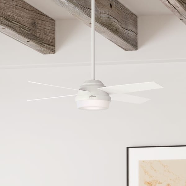 slide 2 of 21, Hunter 52" Dempsey Ceiling Fan w/LED Light Kit, Handheld Remote - Contemporary, Transitional Fresh White