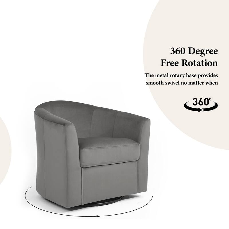 Modern 29"W Upholstered Swivel Barrel Chair for Living Room