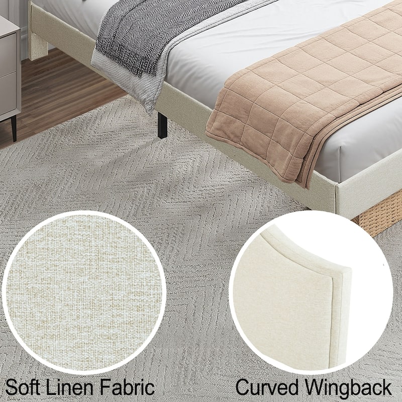 Upholstered Platform Bed Linen Fabric Upholstered Bed Frame
