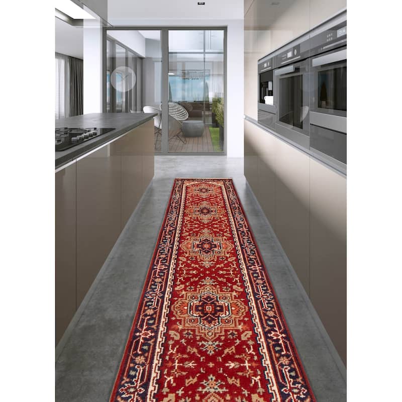 ECARPETGALLERY Hand-knotted Serapi Heritage Dark Red Wool Rug - 2'6 x 23'9