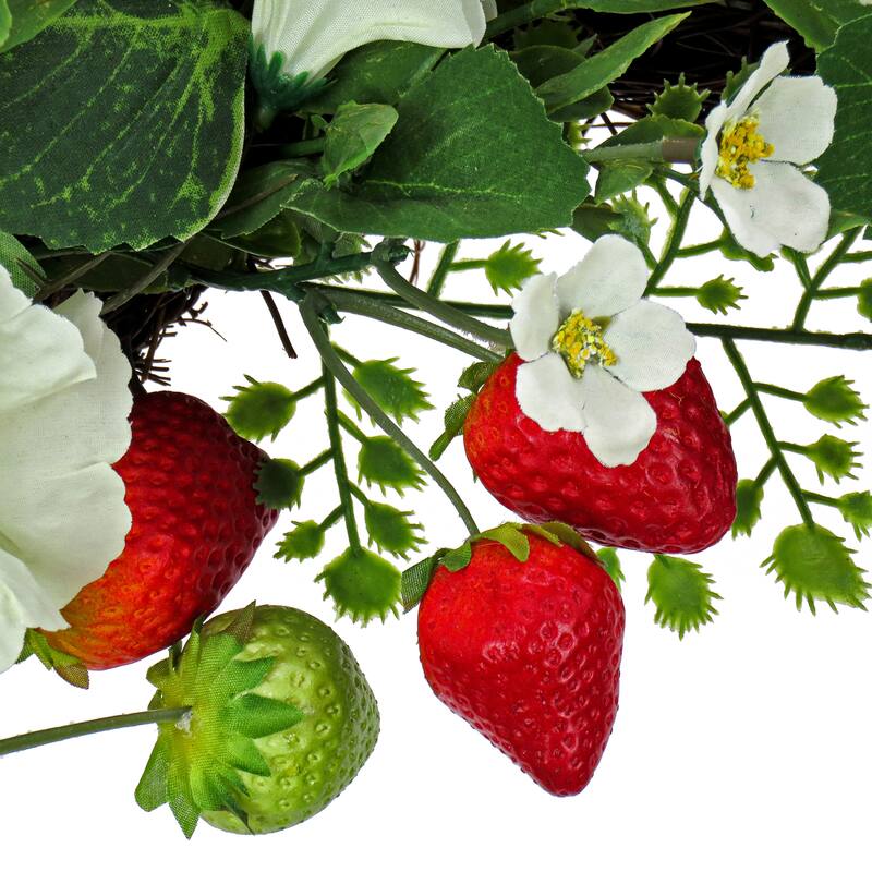 National Tree Company 22 inch Artificial Spring Wreath with Strawberries, Petunia Blooms, and Leafy Greens