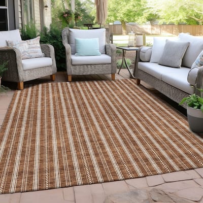 Machine Washable Indoor/ Outdoor Chantille Stripe Twist Rug