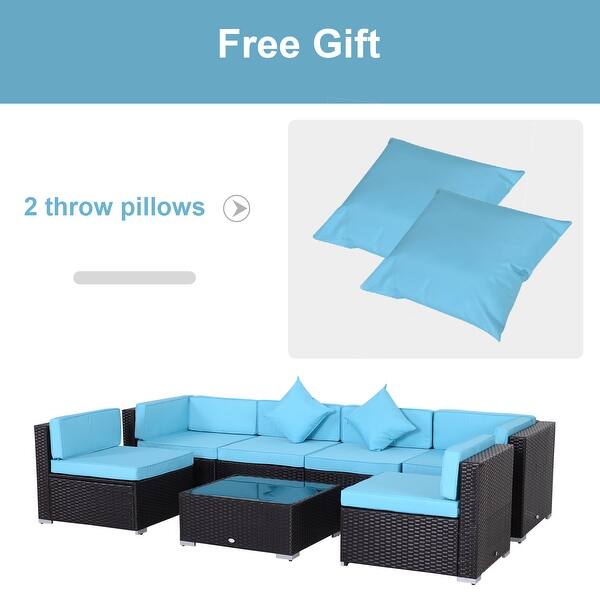 Shop Outsunny 7 Piece Outdoor Patio Furniture Set With Modern Rattan Wicker Perfect For Garden Deck And Backyard On Sale Overstock 20508198