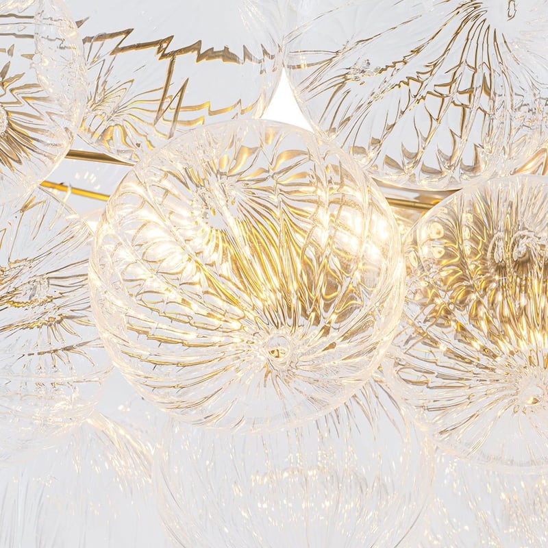 Glam 6-Light Waxing Crescent Striped Glass Cluster Bubble Chandelier - 47.2 in