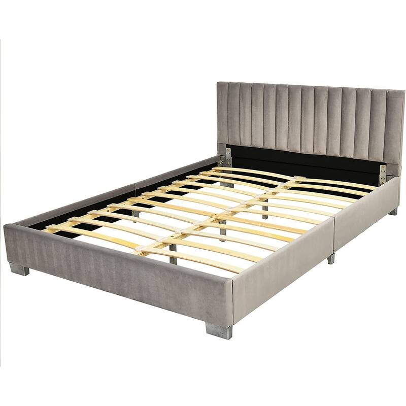 Costway Upholstered Bed Frame Full Size Modern Platform Bed with