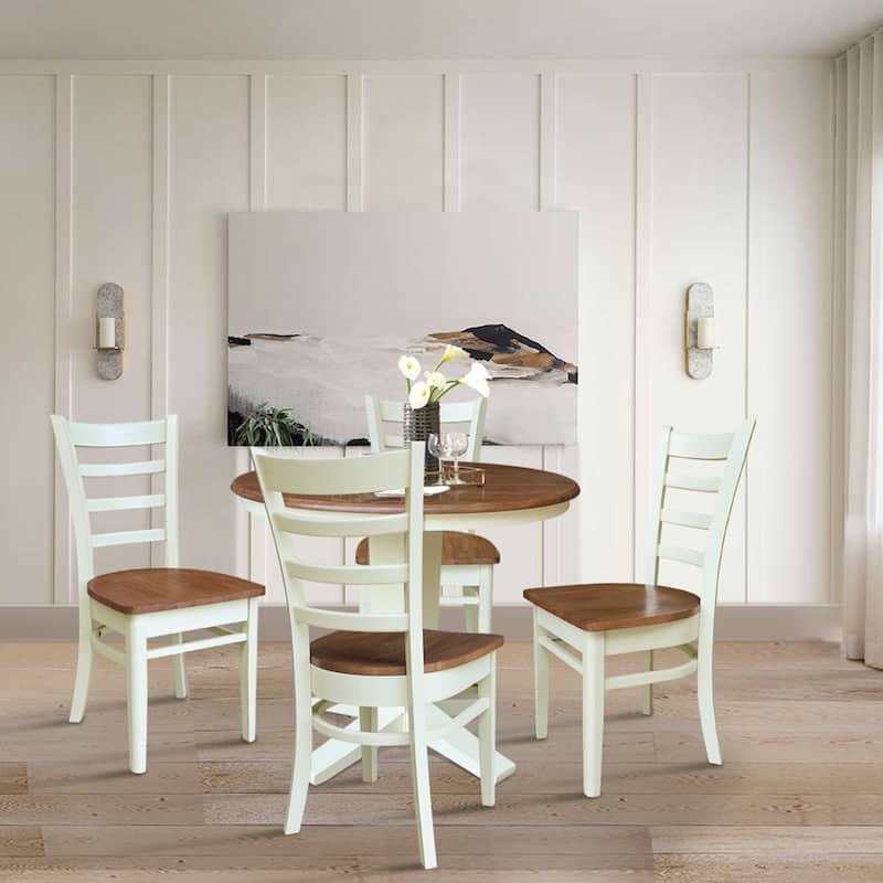36 in Solid Wood Round Top Pedestal Dining Table with Dining Chairs
