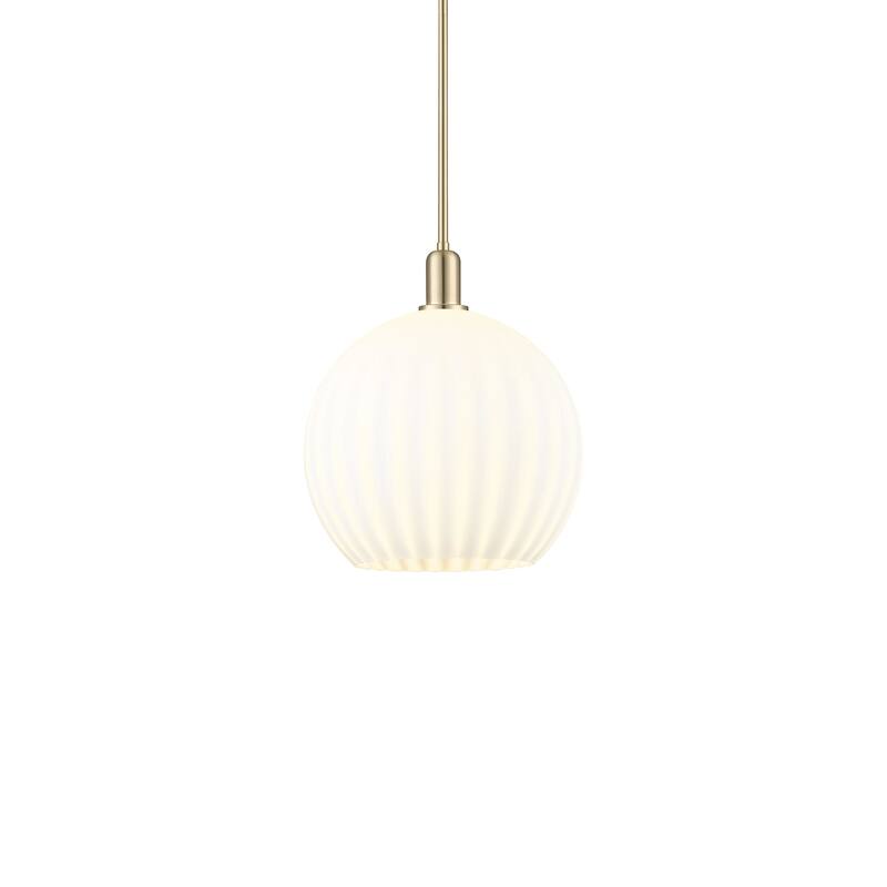 Innovations Lighting 716-1S-18-14 White Venetian Pendant White - Champagne Bronze / White Venetian