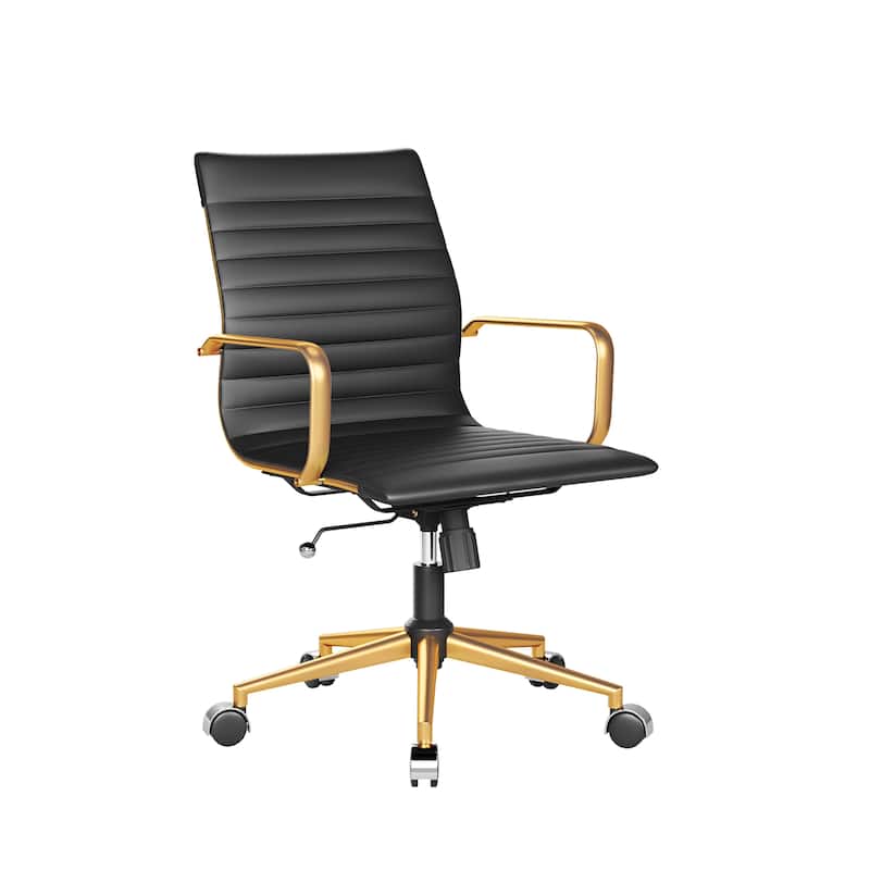 CAROCC Ribbed Computer Office Chair Swivel Lift tilt function Ergonomic Premium Leather Desk Armchair