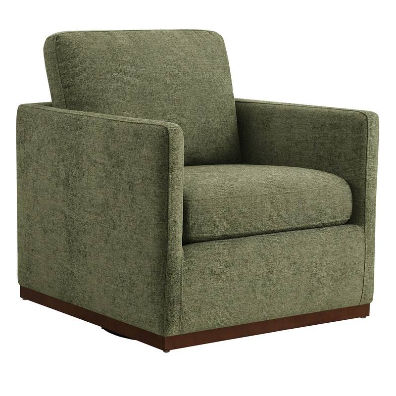 Spruce & Spring Modern Swivel Accent Chair with Wooden Base