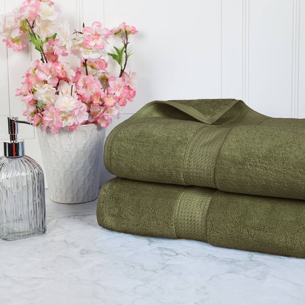 Superior Egyptian Cotton Pile Heavyweight Bath Sheet Set of 2 - Forest Green