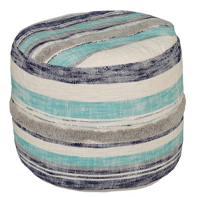 HomeRoots 18" Blue 100% Cotton Ottoman