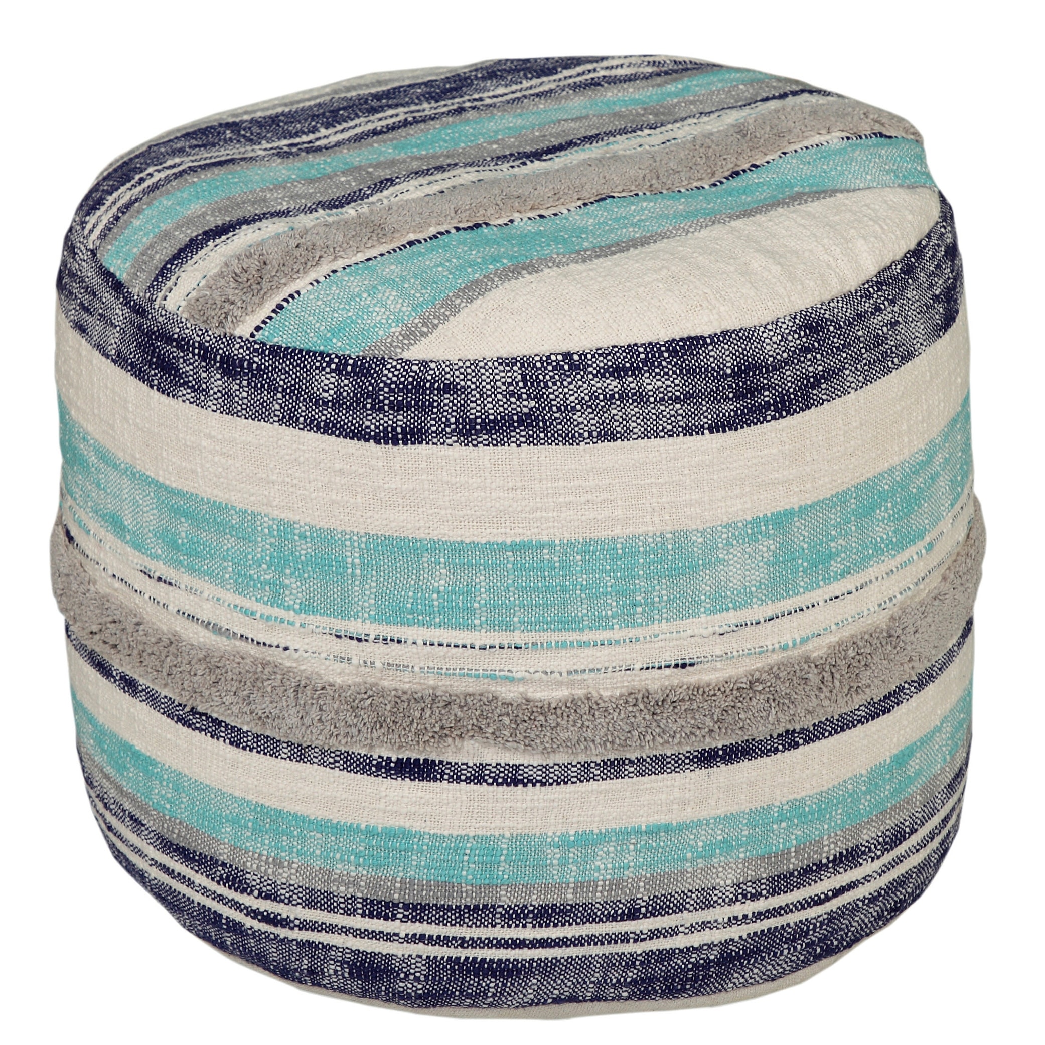 HomeRoots 18" Blue 100% Cotton Ottoman