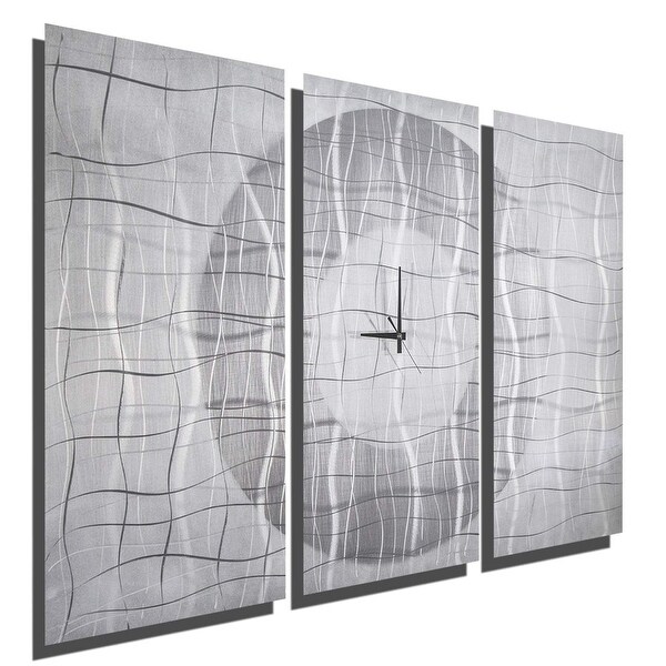 Statements2000 Silver / White Modern Metal Panel Wall Clock by Jon Allen - Contemporary Vibrations
