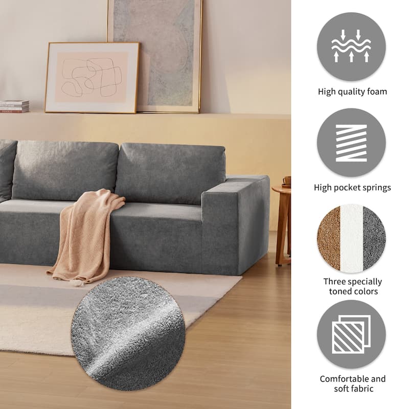 116"x116" Terrycloth Modular Sectional Sofa (5-Piece, No Assembly)