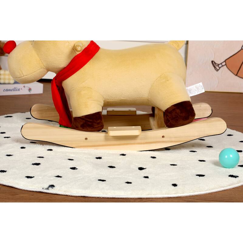 Anmytek Rocking Christmas Deer Toy Plush Interactive Toddler Rocker with Sound Motor Skills Gift